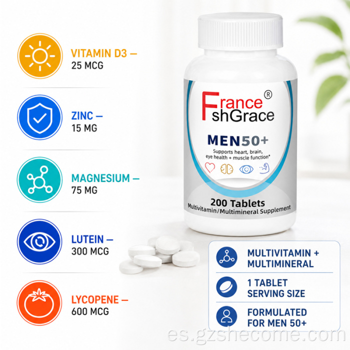 Shecome Multivitamina Vitamina D3 Vitaminas B Tabletas de zinc